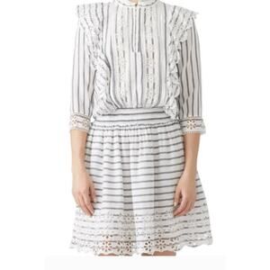 Scotch and Soda Broderie Anglaise embroidered eyelet ruffle striped mini dress
